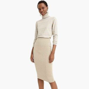 J Crew $150 Gold Glitter Lurex Sweater Tube Pencil Skirt | Sz XXS | Stretch XS 0